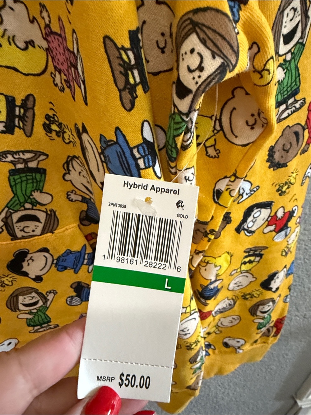 Men’s Yellow Peanuts Character Hoodie - Comfortable Pullover Large - Picture 5 of 6